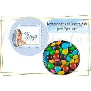 Lembrancinha Maternidade Bebê Azul Latinha com Balinhas Decoração