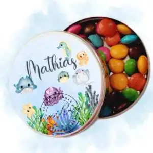 Lembrancinha de Maternidade Fundo do Mar Latinha com Balinhas Decoração
