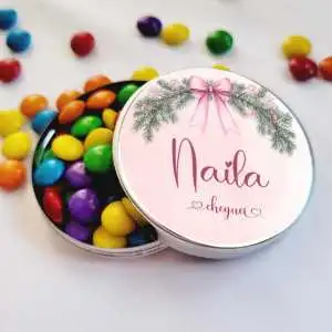 Lembrancinha Nascimento Natal Latinha com Balinhas Decoração