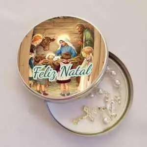 Lembrancinhas para Natal Presépio Latinha com Mini Tercinho Decoração