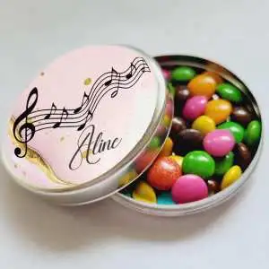 Lembrancinha Nota Musical Latinha com Balinhas Decoração