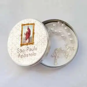 Lembrancinhas Festa Religiosa São Paulo Apostolo Latinha com Mini Tercinho Decoração