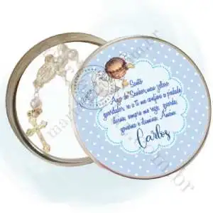 Lembrancinha de Terço para Batizado Latinha com Mini Tercinho Decoração