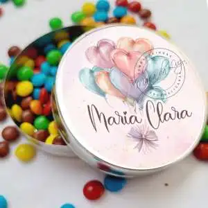 Lembrancinha de Aniversário Infantil Latinha com Balinhas Decoração