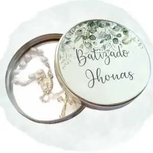 Lembrancinha Batizado Verde Latinha com Mini Tercinho Decoração
