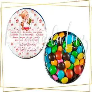 Lembrancinha Natal Oração Santo Anjo Latinha com Mini Tercinho Decoração
