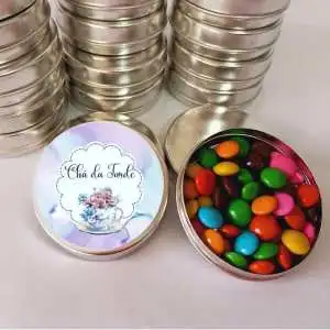 Lembrancinhas Chá da Tarde Evangélico Latinha com Balinhas Decoração
