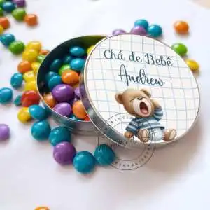 Lembrancinhas Chá de Bebê Latinha com Balinhas Decoração