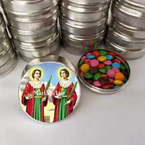 Lembrancinhas São Cosme e São Damião Latinha com Balinhas Decoração