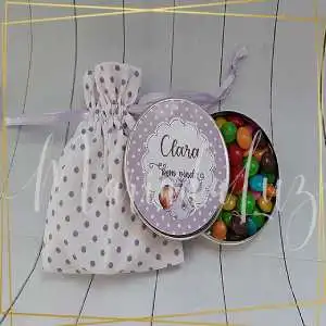 Lembrancinhas Maternidade Lilás Embalagem Latinha com Balinhas Decoração