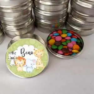 Lembrancinhas Safari Maternidade Latinha com Balinhas Decoração