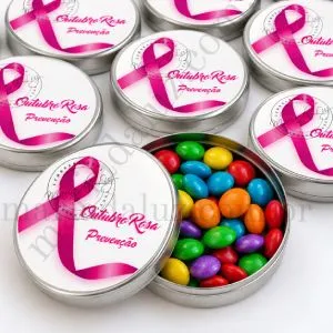 Lembrancinhas para Outubro Rosa Latinha com Balinhas Decoração