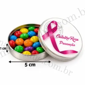 Lembrancinhas para Outubro Rosa Latinha com Balinhas Medidas