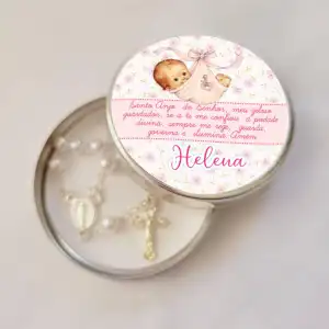 Latinha com Mini Terço Maternidade