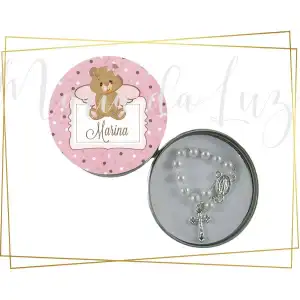 Lembrancinha Batizado Marrom Rosa