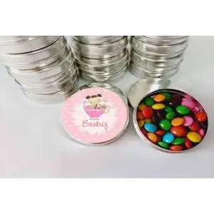Lembrancinha Cha de Bebe Menina Latinha Personalizada