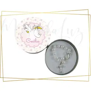 Lembrancinha Maternidade Mini Tercinho Cegonha Rosa