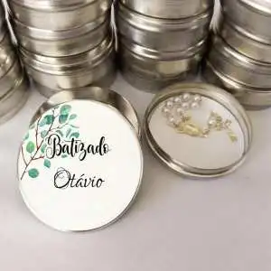 Latinha com Terço Lembrancinha Batizado