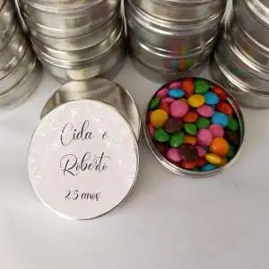 Lembrancinhas Bodas de Prata Latinha com Balinhas
